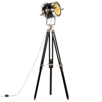 Lampada a Treppiede a Pavimento Nera in Legno di Mango 171 cm cod mxl 77148