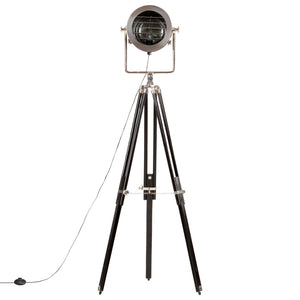 Lampada a Treppiede a Pavimento Nera in Legno di Mango 171 cm cod mxl 77148