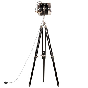 Lampada a Treppiede a Pavimento Nera in Legno di Mango 171 cm cod mxl 77148