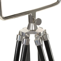 Lampada a Treppiede a Pavimento Nera in Legno di Mango 171 cm 286105