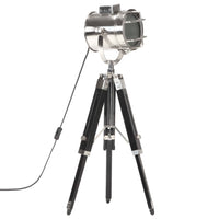 Lampada a Treppiede a Pavimento Nera in Legno di Mango 69 cm 286108