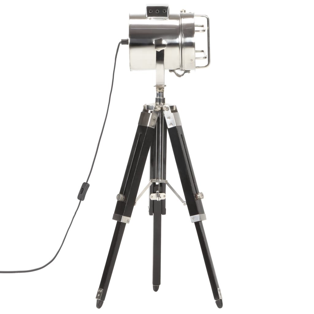 Lampada a Treppiede a Pavimento Nera in Legno di Mango 69 cm 286108