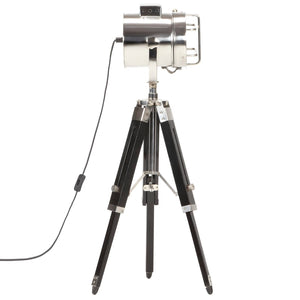 Lampada a Treppiede a Pavimento Nera in Legno di Mango 69 cm 286108