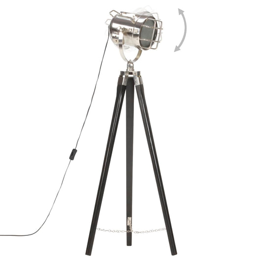 Lampada a Treppiede a Pavimento Nera in Legno di Mango 97 cm 286110