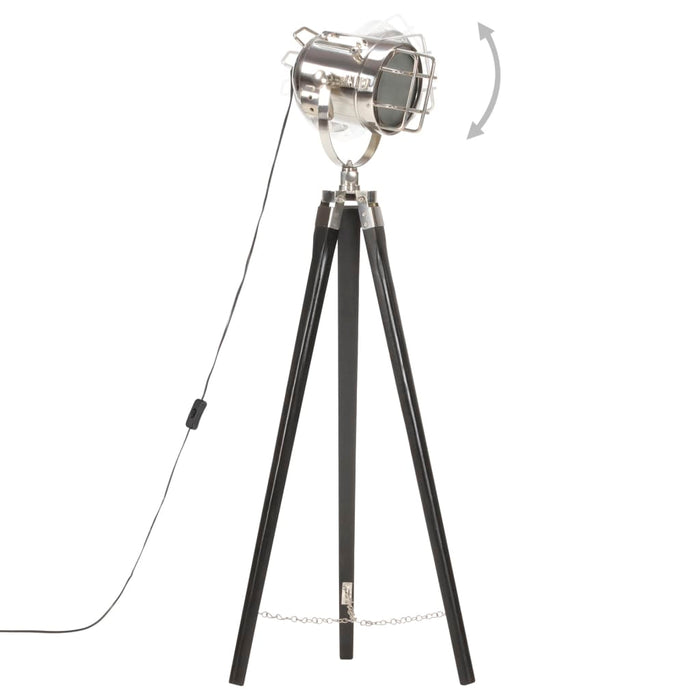 Lampada a Treppiede a Pavimento Nera in Legno di Mango 97 cm 286110