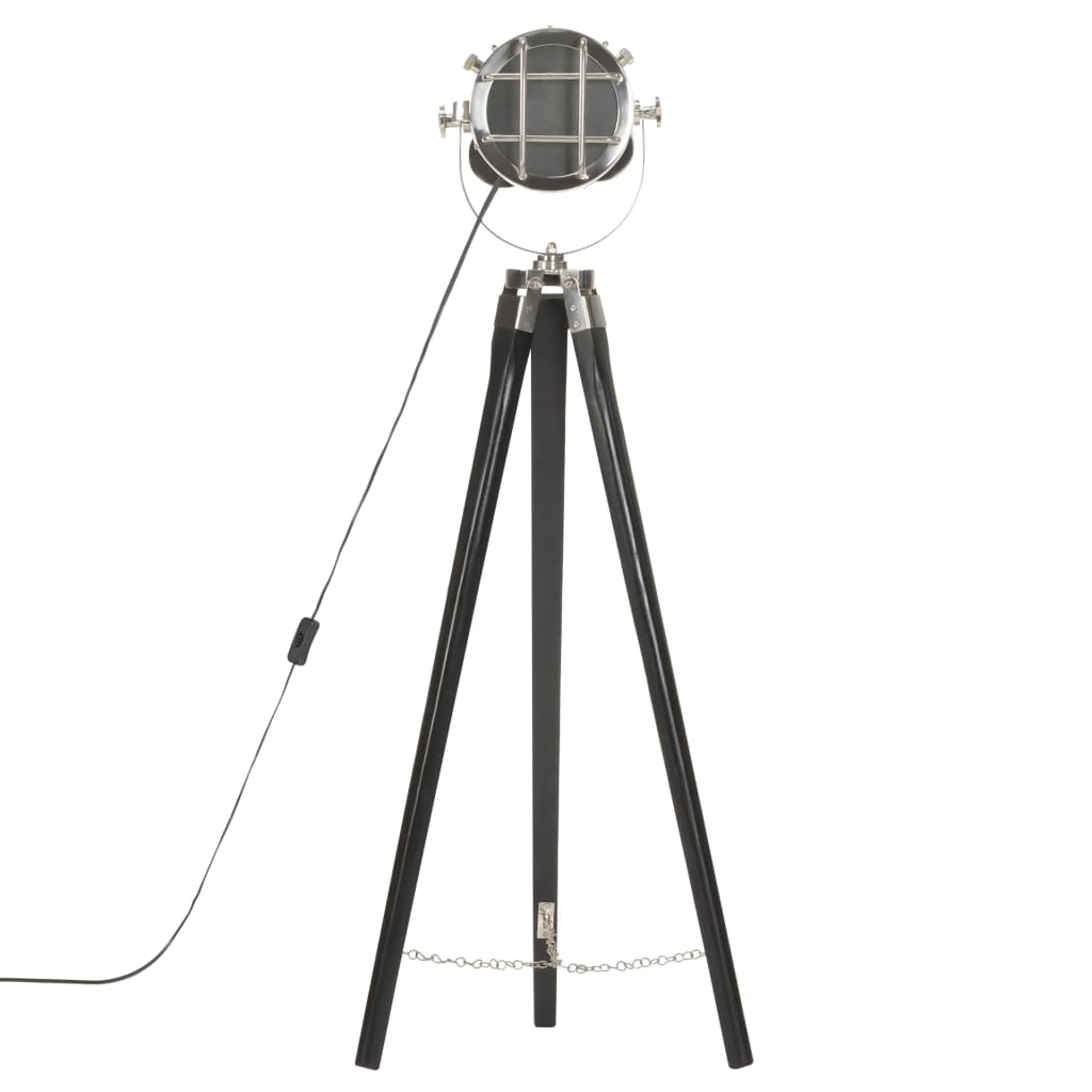 Lampada a Treppiede a Pavimento Nera in Legno di Mango 97 cm 286110