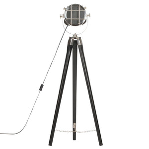 Lampada a Treppiede a Pavimento Nera in Legno di Mango 97 cm 286110