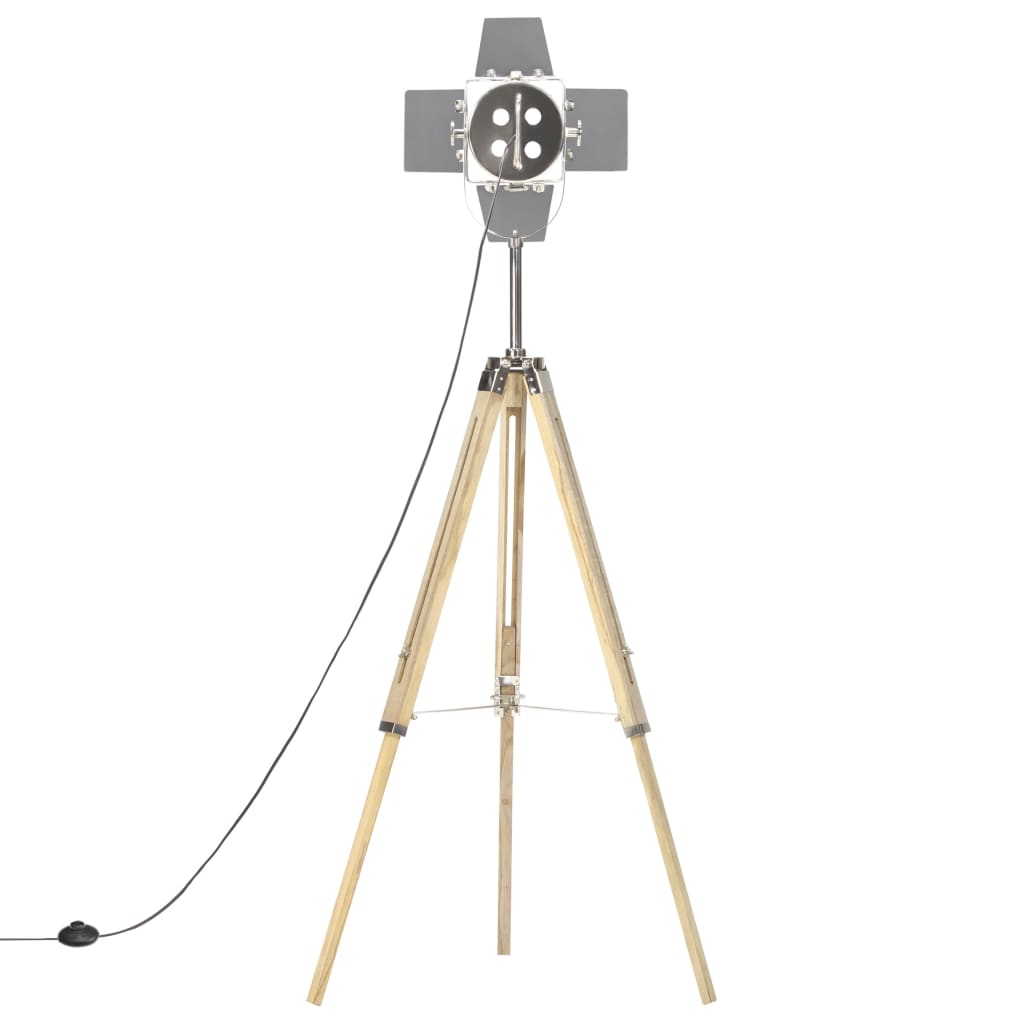 Lampada da Terra a Treppiede Legno Massello di Mango 140 cm 286116