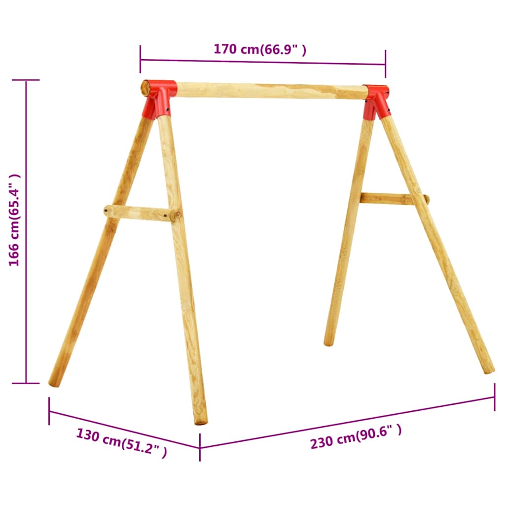 Telaio per Altalena 230x130x166 cm in Legno di Pino Impregnato 49142