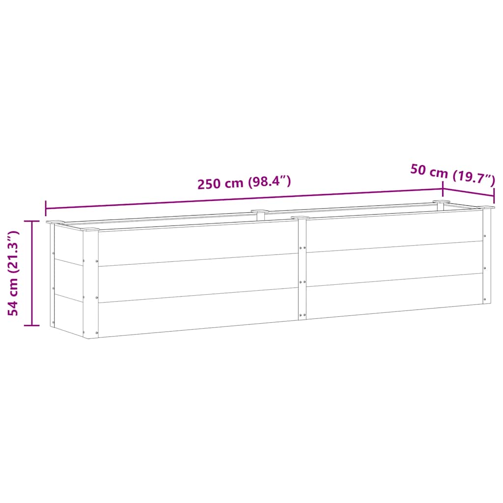 Letto Rialzato da Giardino 250x50x54 cm in WPC Grigio 49057