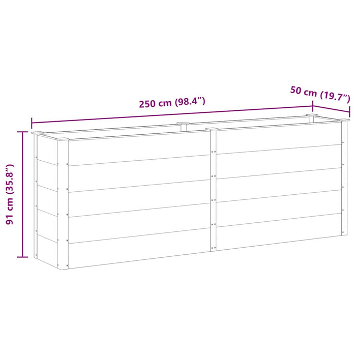 Letto Rialzato da Giardino 250x50x91 cm in WPC Grigio 49058