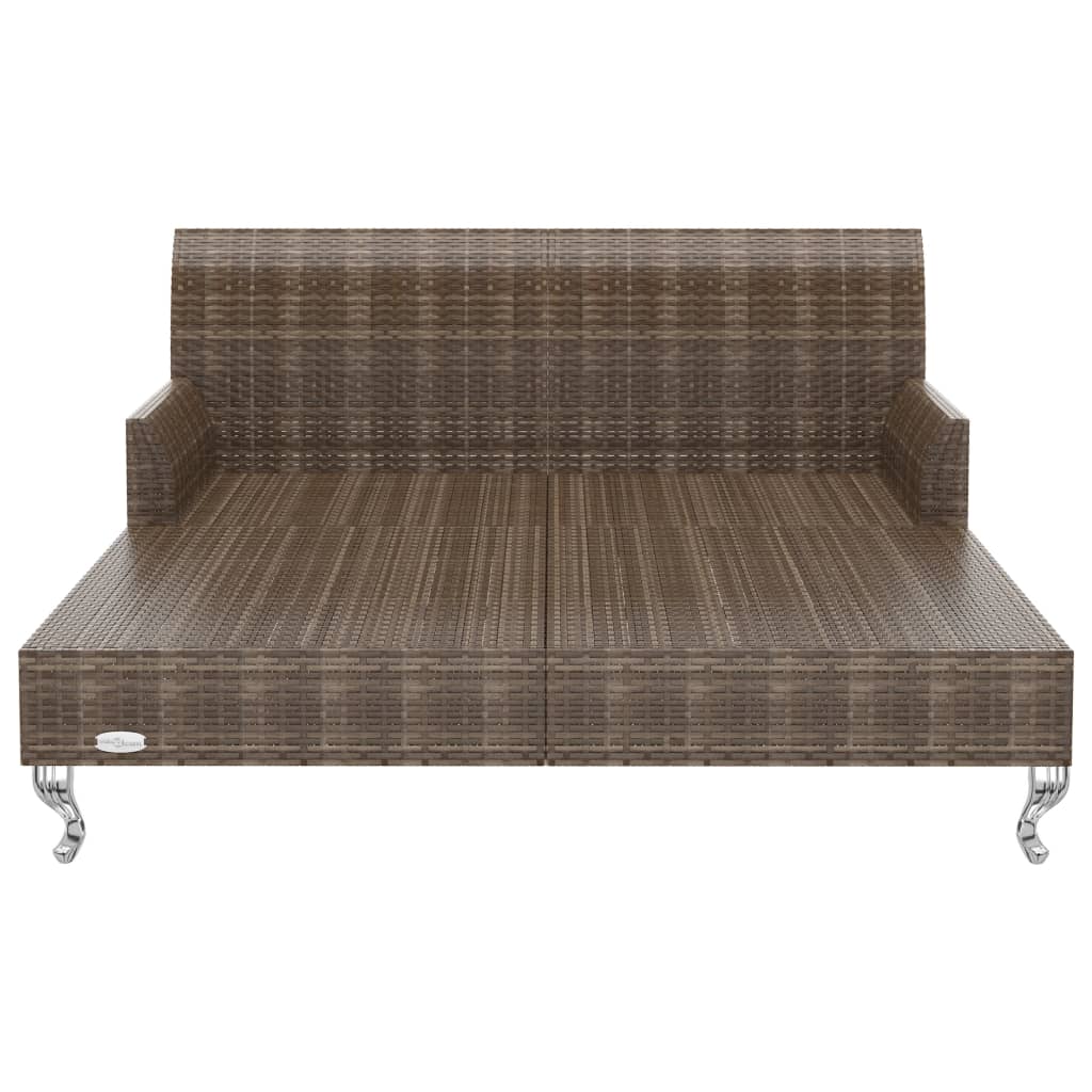 Lettino Prendisole per 2 Persone con Cuscini Polyrattan Marrone cod mxl 55517