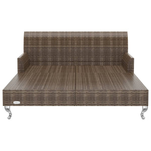 Lettino Prendisole per 2 Persone con Cuscini Polyrattan Marrone cod mxl 55517