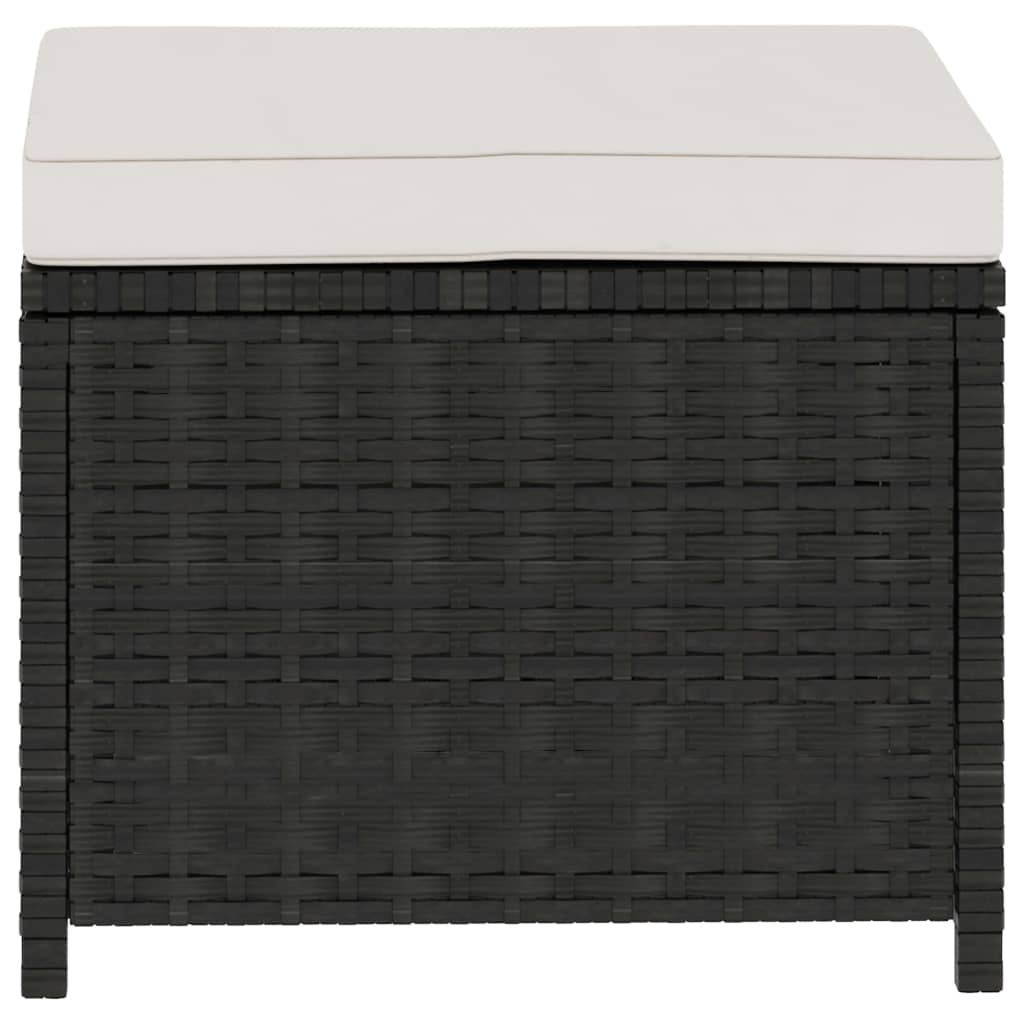 Set Divani da Giardino 5 pz con Cuscini in Polyrattan Nero 48132