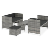 Set Divani da Giardino 5 pz con Cuscini in Polyrattan Grigio 48134
