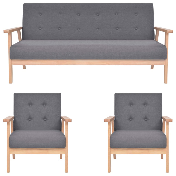 Set di Divani 3 pz in Tessuto Grigio Scuro