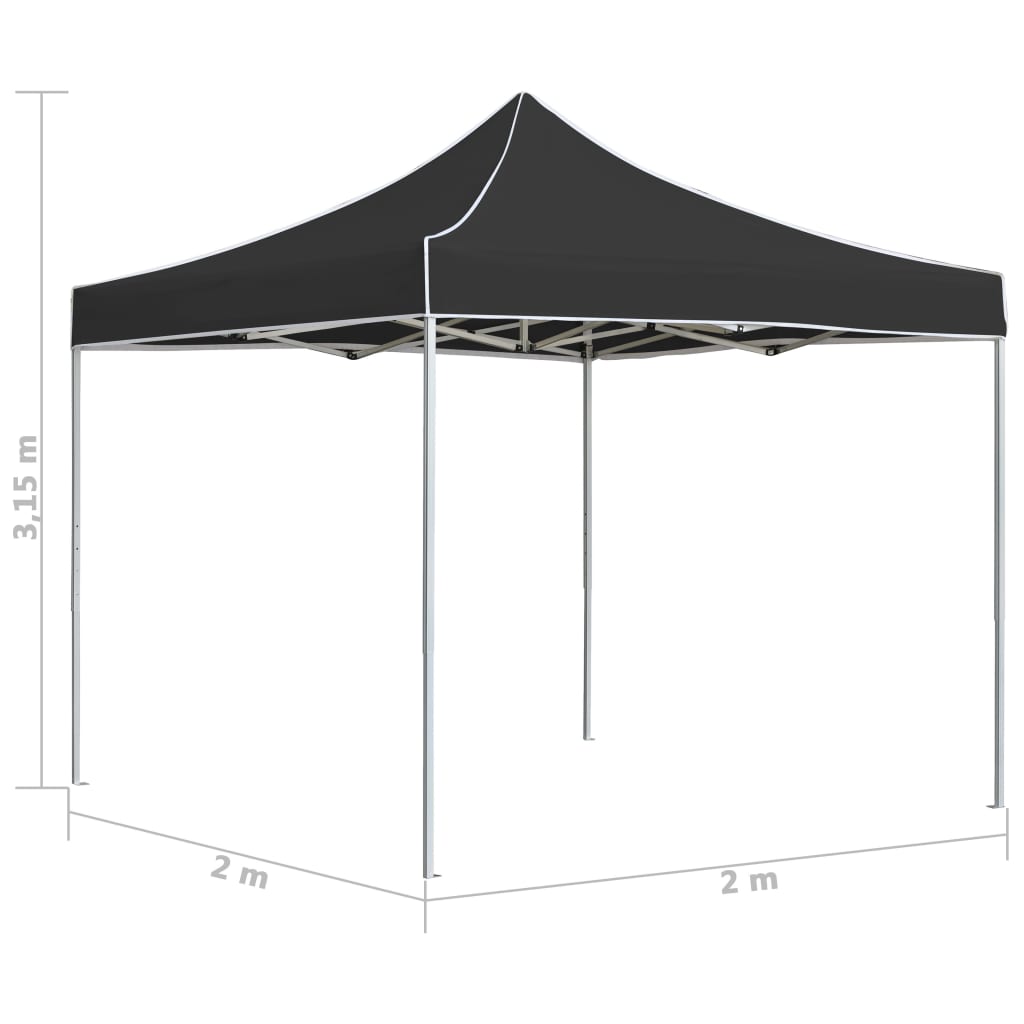 Gazebo Professionale Pieghevole Alluminio 2x2 m Antracite 48927