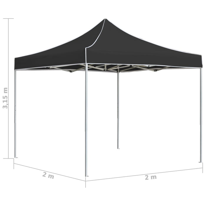 Gazebo Professionale Pieghevole Alluminio 2x2 m Antracite 48927