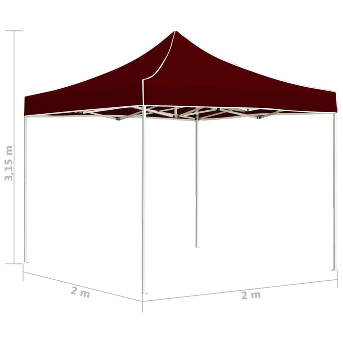 Gazebo Professionale Pieghevole Alluminio 2x2m Bordò 48928