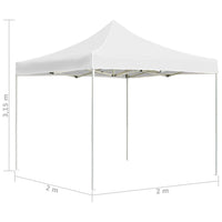 Gazebo Professionale Pieghevole Alluminio 2x2 m Bianco