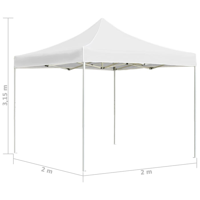Gazebo Professionale Pieghevole Alluminio 2x2 m Bianco