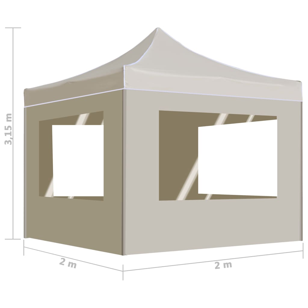 Gazebo Professionale Pieghevole Alluminio con Pareti 2x2m Crema 48930
