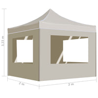 Gazebo Professionale Pieghevole Alluminio con Pareti 2x2m Crema 48930