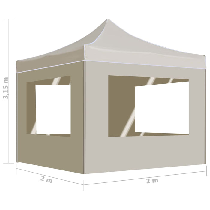 Gazebo Professionale Pieghevole Alluminio con Pareti 2x2m Crema 48930