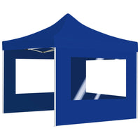Gazebo Professionale Pieghevole Alluminio con Pareti 2x2m Blu 48931