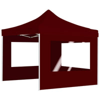 Gazebo Professionale Pieghevole Alluminio con Pareti 2x2m Bordò 48933