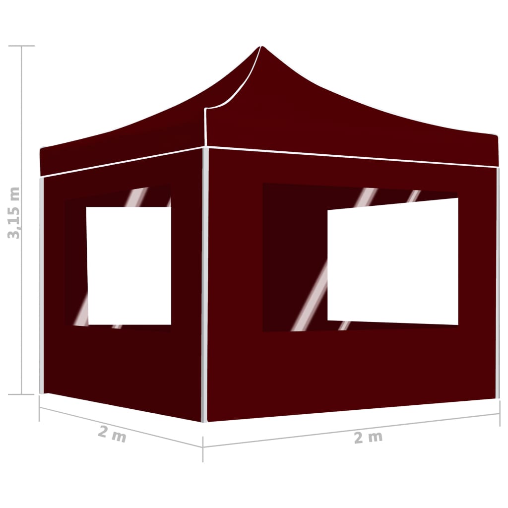 Gazebo Professionale Pieghevole Alluminio con Pareti 2x2m Bordò 48933