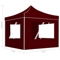 Gazebo Professionale Pieghevole Alluminio con Pareti 2x2m Bordò 48933