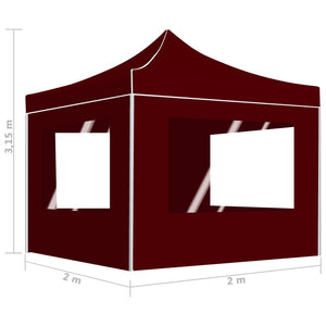 Gazebo Professionale Pieghevole Alluminio con Pareti 2x2m Bordò 48933