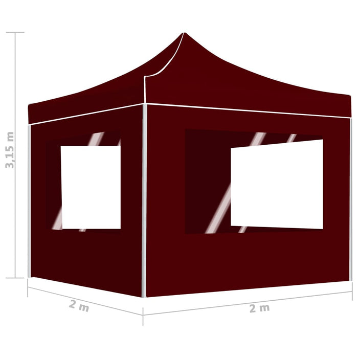 Gazebo Professionale Pieghevole Alluminio con Pareti 2x2m Bordò 48933