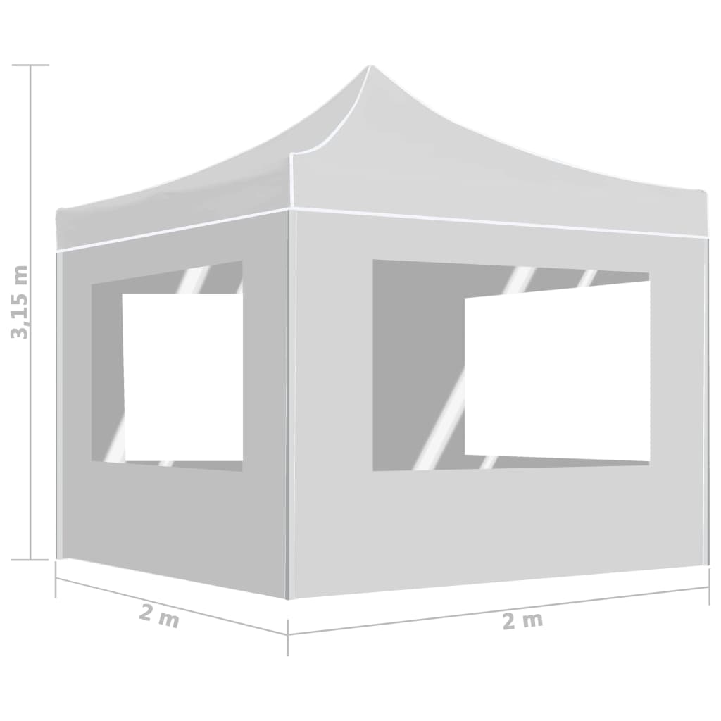 Gazebo Pieghevole con Pareti Alluminio 2x2 m Bianco 48934