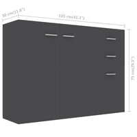 Credenza Grigia 105x30x75 cm in Legno Multistrato 800695