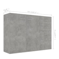 Credenza Grigio Cemento 105x30x75 cm in Legno Multistrato 800697
