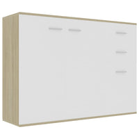 Credenza Bianca e Rovere Sonoma 105x30x75 cm Legno Multistrato 800698