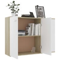 Credenza Bianca e Rovere Sonoma 105x30x75 cm Legno Multistrato 800698