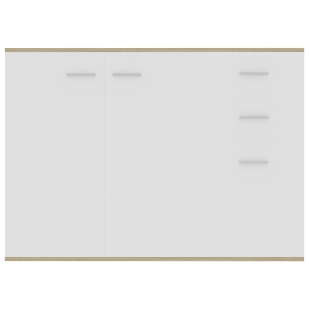 Credenza Bianca e Rovere Sonoma 105x30x75 cm Legno Multistrato 800698