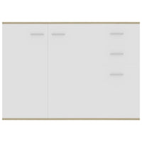 Credenza Bianca e Rovere Sonoma 105x30x75 cm Legno Multistrato 800698