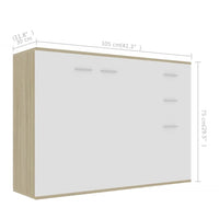 Credenza Bianca e Rovere Sonoma 105x30x75 cm Legno Multistrato 800698