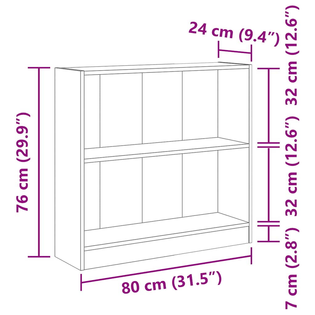 Libreria Bianca 80x24x75 cm in Legno Multistrato