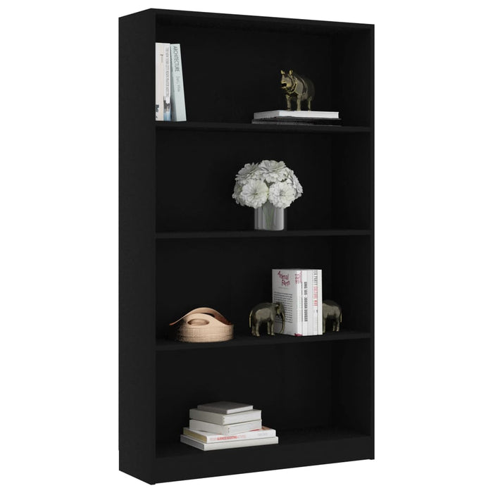 Libreria a 4 Ripiani Nera 80x24x142 cm in Legno Multistrato 800910