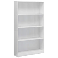 Libreria 4 Ripiani Bianco Lucido 80x24x142 cm Legno Multistrato 800915