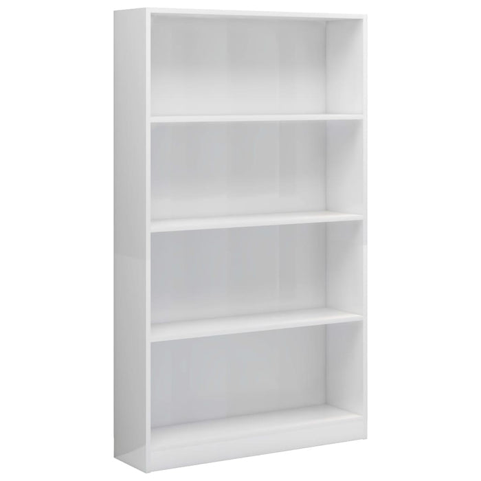 Libreria 4 Ripiani Bianco Lucido 80x24x142 cm Legno Multistrato 800915