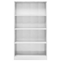 Libreria 4 Ripiani Bianco Lucido 80x24x142 cm Legno Multistrato 800915