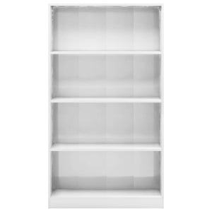 Libreria 4 Ripiani Bianco Lucido 80x24x142 cm Legno Multistrato 800915
