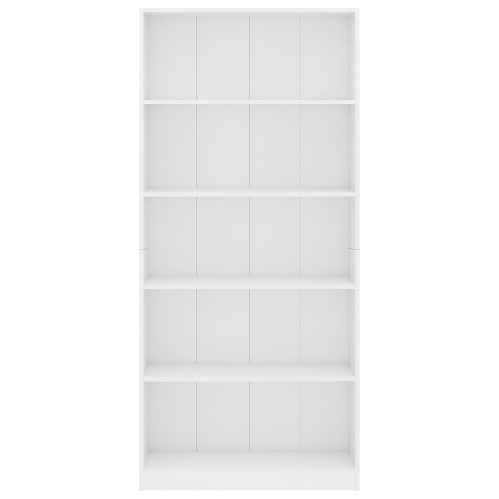 Libreria a 5 Ripiani Bianca 80x24x175 cm in Legno Multistrato