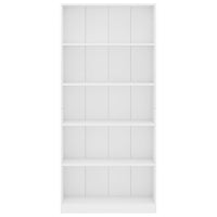 Libreria a 5 Ripiani Bianca 80x24x175 cm in Legno Multistrato